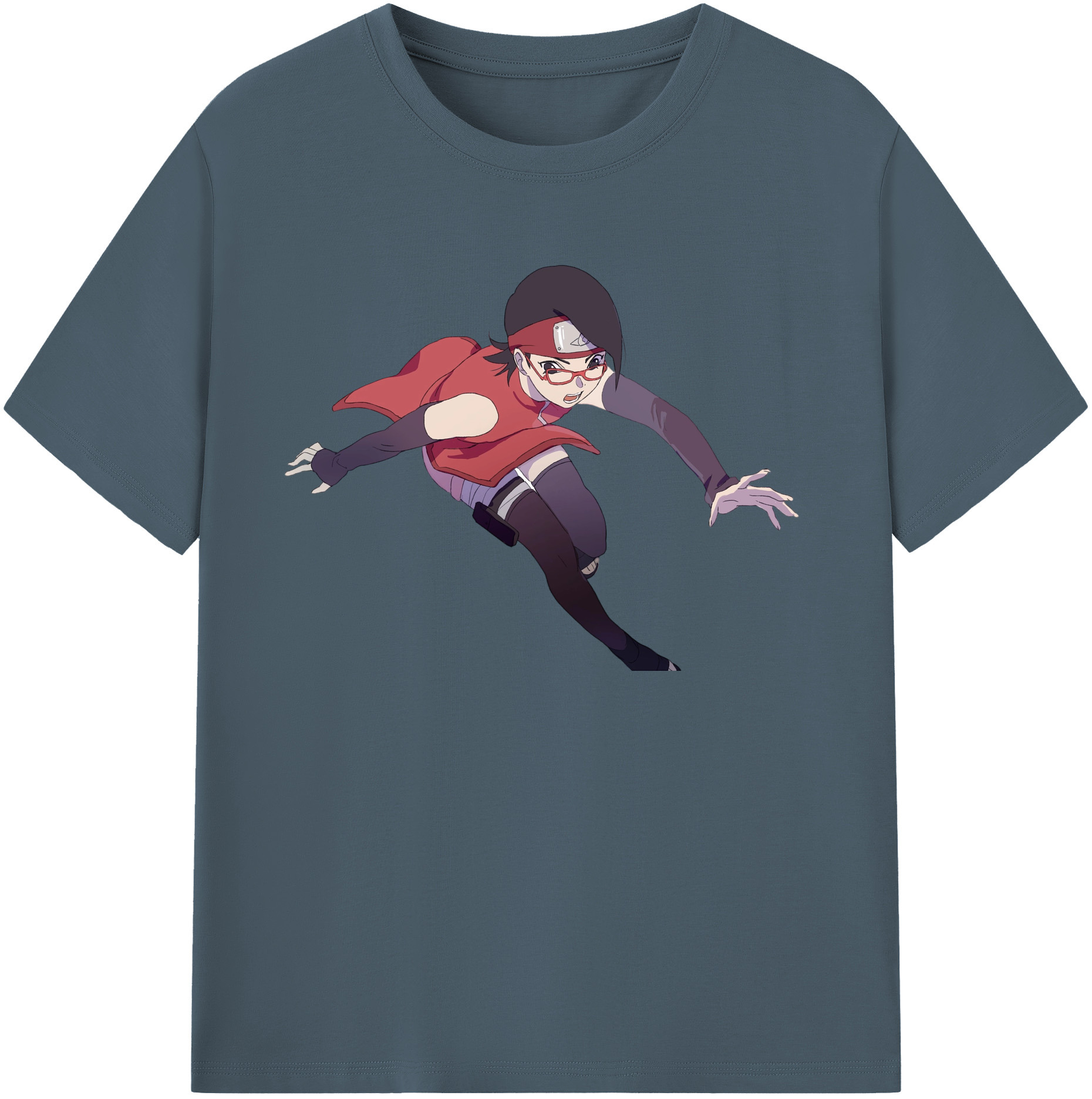 （画像用） NARUTO -ナルト- うちは サラダ Uchiha Sarada 綿100％半袖Tシャツ（フロントプリント）